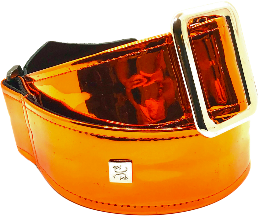 Mirror Reflective Orange 2” Guitar Strap