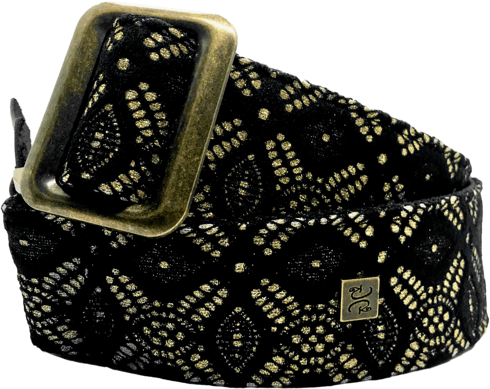 Rock'N'Roll Black & Gold Brocade 2” Guitar Strap