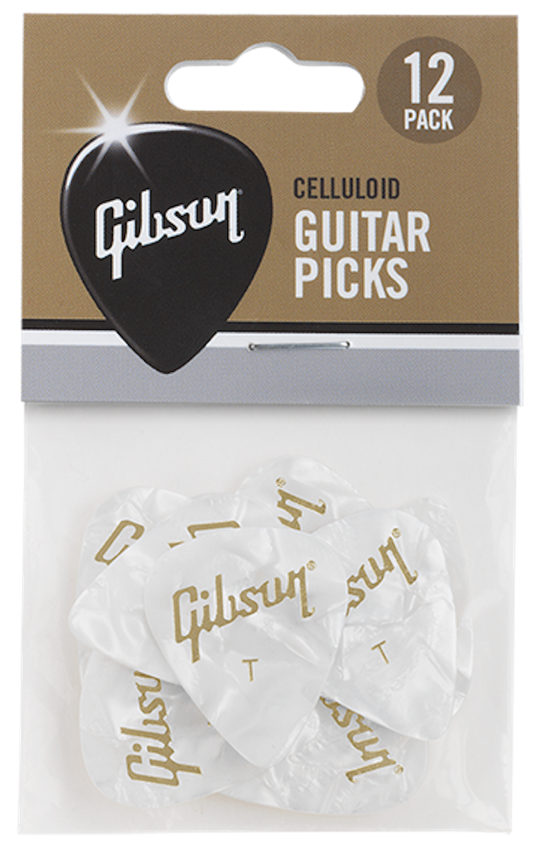 Pearloid White Picks, 12 Pack, Thin