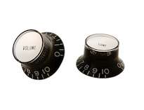 Top Hat Knobs w/ Silver Metal Insert Black