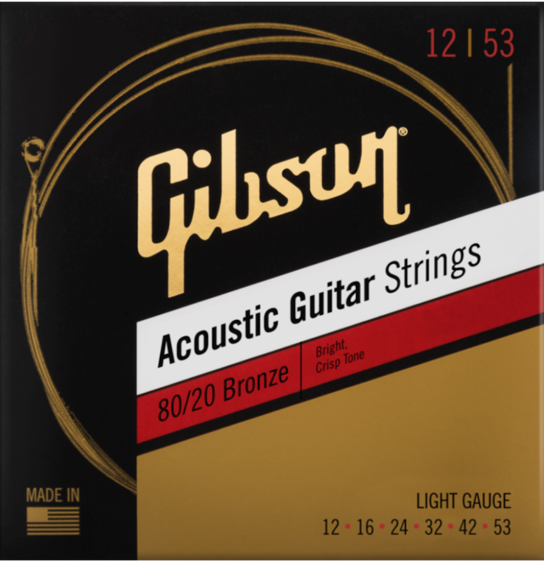 12-53 80/20 Bronze Acoustic Guitar Strings Light