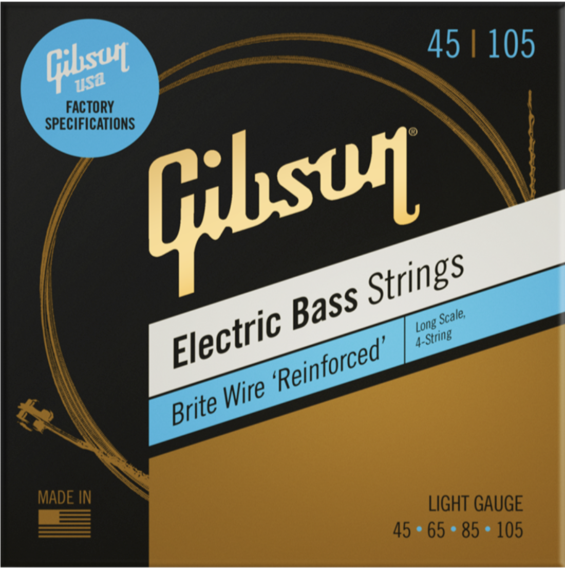 46-105 Long Scale Brite Wire Electric Bass Strings, 4-String, Roundwound Light